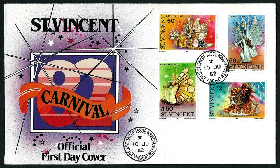 ST. VINCENT, SCOTT # 655-658, FDC COVER OF CARNIVAL & TRADITIONAL COSTUMES 1982 - Image 1 of 1