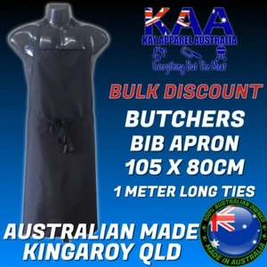 5X Butchers Bib Aprons Black Water Resistant Cleaning Kitchen Apron, 105x80cm - Picture 1 of 3