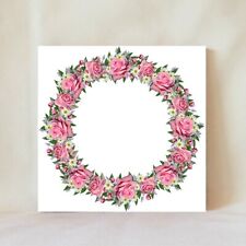 Decorative Tile 4" x 4" Coaster Rose Flower Wreath Pink Wreath Multicolor Pink