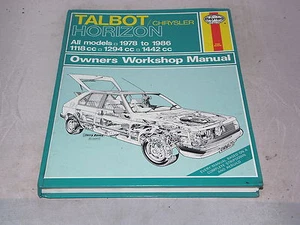 Manuale Di Officina Per Proprietari Talbot / Chrysler Horizon 1978-86 (Haynes) - Foto 1 di 2