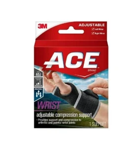 ACE Brand Adjustable Compression Wrist Support, Black – One Size Fits Most - Picture 1 of 4