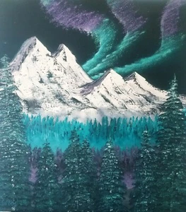 Ölbild - Nordlichter - nach Bob Ross - 60 x 60 cm - Bild 1 von 1