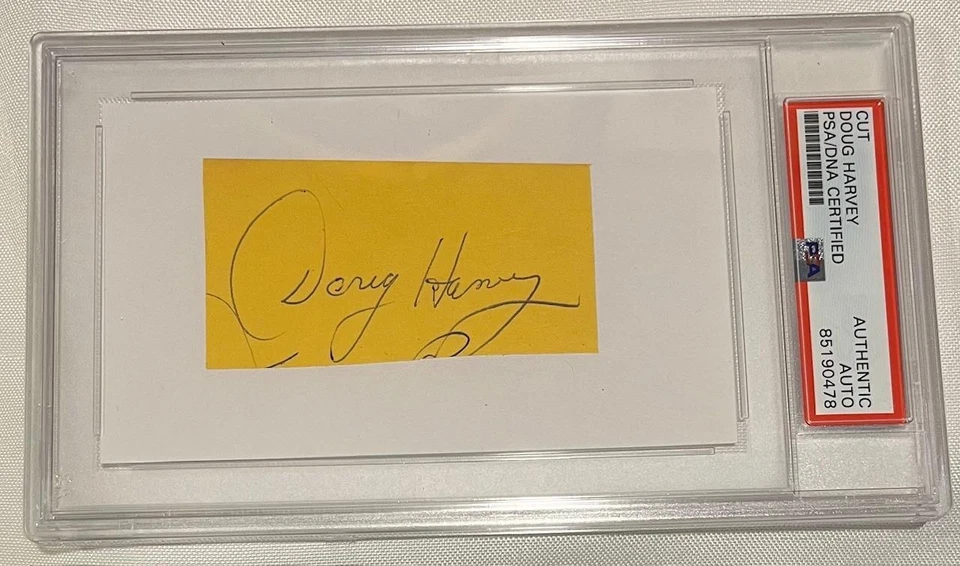 Doug Harvey - Montreal Canadiens - Signed / Autographed Cut / 3x5 - PSA/DNA - Image 1 of 1