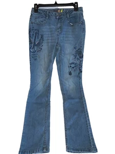 Girls Blue Jeans Embroidered by MUDD Sz 16 - EUC - Picture 1 of 3