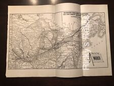 Antique 1927 Wabash Railroad Map Ann Arbor Connections 16 x 11 WAB