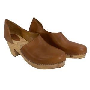 Free People Monroe Women’s Side Cutout Clog Heels Size 9.5 Brown Padded Heel - Picture 1 of 12