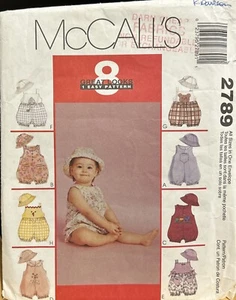 McCall’s 2789 Rompers/hat Sewing pattern - Picture 1 of 2