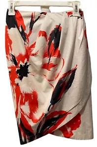 Max Mara Cotton Skirt Made in Italy Size US 2 Floral Wrap Style - Picture 1 of 12