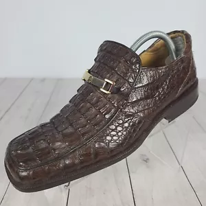 Slick Exotica Men 10.5 Genuine Hornback Alligator Dress Shoes Loafers David Eden - Picture 1 of 14