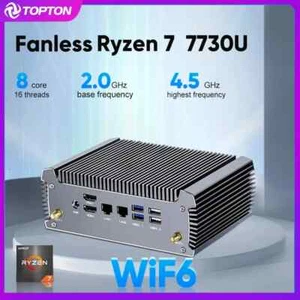 Fanless AMD Mini PC Ryzen 7 5600 7730U 5800U PC Gaming Computer Firewall Router - Picture 1 of 14