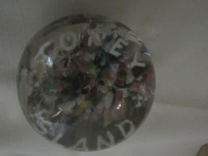 VTG CONEY ISLAND GLASS PAPERWEIGHT 2.25" - Picture 1 of 5
