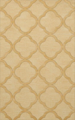 Yellow Quaterfoil Trellis Print Transitional Area Rug Geometric DV8 - Image 1 of 2