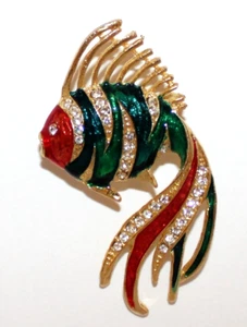 Spilla pesce rosso Koi con strass e smalto colorata H25 - Foto 1 di 2
