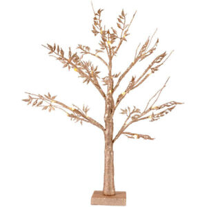 LED Glitter Gold Christmas Tree Warm White Light Battery-Powered Cordless (18")