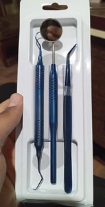 Kit Esame Base Dentale Sonde Specchio Colore Strumenti Coaded Set di 3pz - Foto 1 di 4