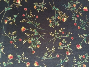 Evergreen Quilt Fabric 3+ yds Small Floral Black Metallic Maywood Studio EESCO - Picture 1 of 7