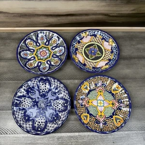 Pottery Barn Del Sol Melamine Salad Plates Mixed Pattern Set /4 Multi Read - Picture 1 of 5