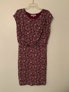 LOFT Maroon Floral Dress - Size M - Picture 1 of 5
