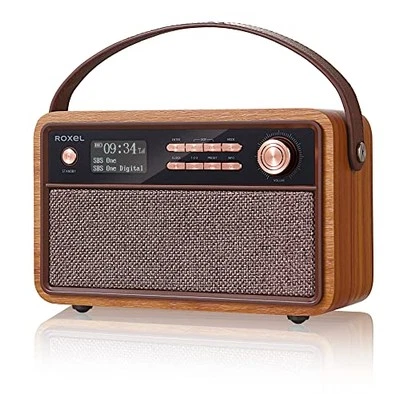 Roxel Retro D1 Vintage DAB+/FM Radio Wireless Speaker | Bedside Alarm Clock with - Image 1 of 4