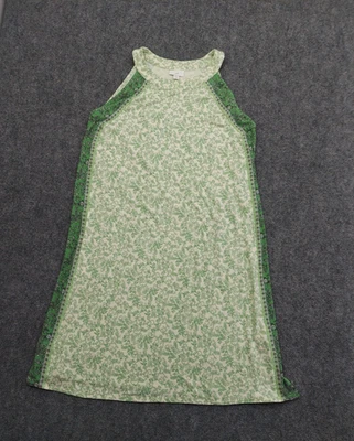 J Jill Halter Dress Womens Medium Green Floral Sleeveless Stretch Shift - Image 1 of 4