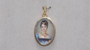 18carat 18k Yellow Gold Ruby & Diamond Miniature Portrait Pendant c.1978 - Picture 1 of 5
