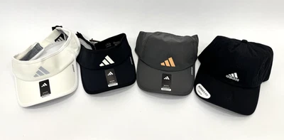 Lote de 4 sombreros y viseras Adidas para mujer blancos, negros, grises logotipo de rendimiento nuevos con etiquetas Foto 1 de 4