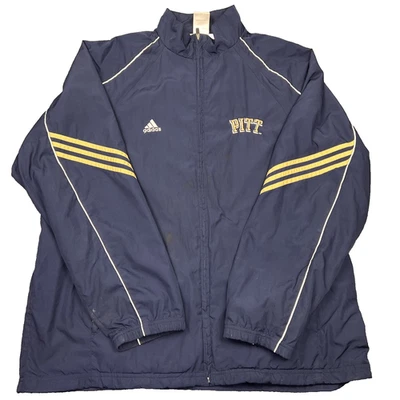 Adidas University of Pittsburgh Windbreaker Jacket Adult 3XL Blue Full Zip - Image 1 of 4