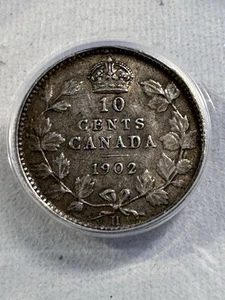 1902-H Canada 10 Cents Silver Coin Graded VF 25 by ANACS - Picture 1 of 8