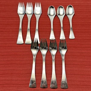 10 Piece Lot MCM Oxford Hall VENUS Stainless FORKS & SPOONS Vintage Set Japan - Picture 1 of 12
