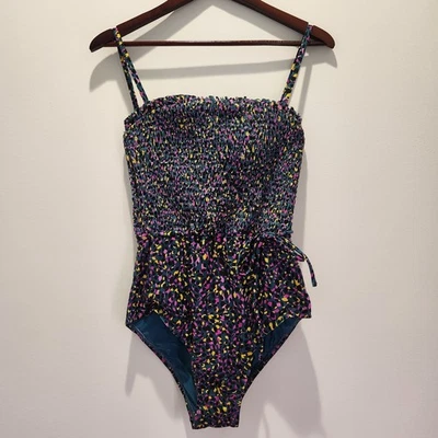 Traje de baño ANTHROPOLOGIE de una pieza grande Evie azul con cinturón correa ajustable Foto 1 de 4