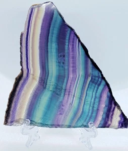 Large Purple Fluorite Crystal Slab Natural Polished Rainbow Fluorite Stone Slab - Picture 1 of 7