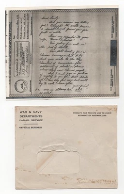 MIDWAY ISLAND SEGUNDA GUERRA MUNDIAL AÑOS 40 COMERCIAL CARTA EN V-MAIL MARINA NO.1504 A LONG BEACH CA Foto 1 de 2