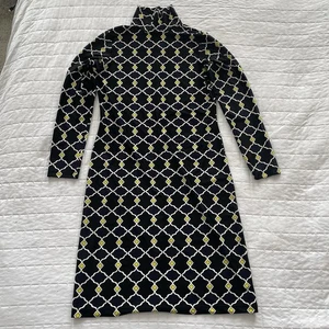 JUDE CONNALLY Long Sleeve Mock Neck Sheath Dress Black Garden Lattice Size Small - Picture 1 of 11