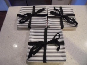 9 Hearth & Hand with Magnolia square striped melamine appetizer plates new cute - Picture 1 of 3