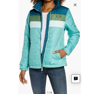 L.L. Bean Puffer Jacket women's small Mountain Classic Blue Colorful Packable - Picture 1 of 12