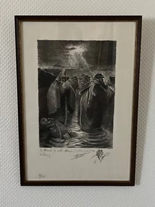 Tableau Lithographie noir Signée Grebel Guerre 14-18 Numérotée (L12/A22) - Imagen 1 de 7