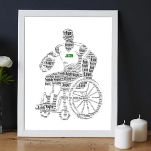 Personalised Wheelchair Rugby Word Frame Print | Rugby Player Printed A5/A4/A3 - Picture 1 of 9
