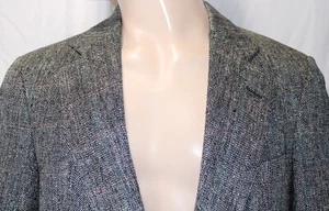 Austin Reed Blazer 40R Silk Black White with Red Green Lines of Regent Street - Picture 1 of 12