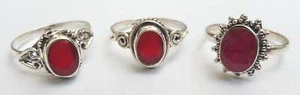 Assorted Ruby Silver Ring - 247B1 - 925 Real Sterling Silver - Picture 1 of 1