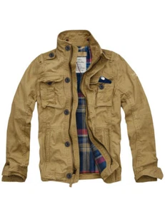 Mens CALI HOLI Flannel Lined Military Cargo Jacket Camel - Picture 1 of 2