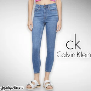 Pantalones de mezclilla ajustados al tobillo Calvin Klein High Rise Repreve® azul laguna (27) - Imagen 1 de 12