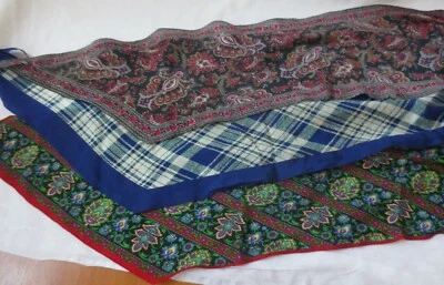 3 Vintage Tout Soie Scarf Anne Klein Liz Clarborne Silk Paisley Floral Japan - Image 1 of 4