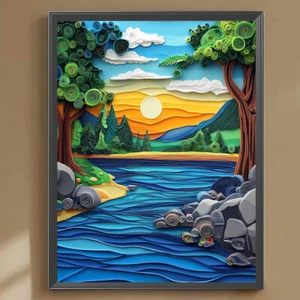 5D DIY Full Round Drill Diamond Painting Landscape Kit Home Decor Craft 30x40cm - Bild 1 von 10