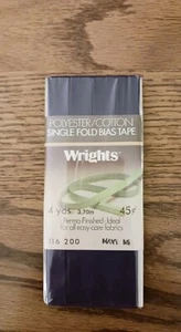 Wrights Polyester/Cotton Single Fold Bias Tape, 4 Yds, Navy - Picture 1 of 4