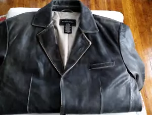 STRUCTURE Men's Vintage 100% Leather Blazer Jacket - SZ LARGE - Picture 1 of 5