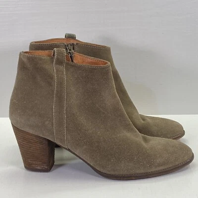 Madewell 39679 Billie Mujeres 9.5 Taupe Gamuza Cuero Cremallera Lateral Botines Occidentales Foto 1 de 4