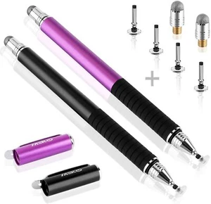 2 Pcs 2 in 1 Precision Series Disc Meko Stylus Styli Bundle Black Purple - Picture 1 of 6