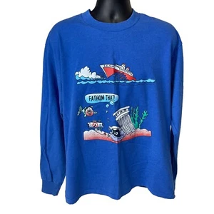 Vintage Shirt Mens XL Best Fruit of the Loom Long Sleeve Blue USA Single Stitch - Picture 1 of 7