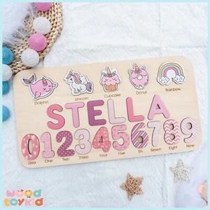 Name Puzzle,Toddlers Toys, Baby Gift, 1st Birthday Gift, Woodland Animals Puzzle - Picture 1 of 9