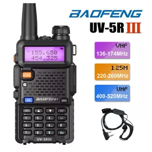BAOFENG UV-5R III Tri-Band VHF/UHF Two Way Radios 5W Walkie Talkie + Headset LOT - Picture 1 of 12